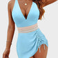 💃Hot Sale 49% OFF💃Deep V Drawstring One-Piece Swim Dress