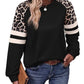 Women's Crewneck Long Sleeve Loose Cut Color Block Sweatshirts, Leopard Casual Tops with Cozy Softness