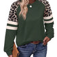 Women's Crewneck Long Sleeve Loose Cut Color Block Sweatshirts, Leopard Casual Tops with Cozy Softness
