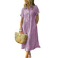 💃LAST DAY SALE 49% OFF👗Women's Loose Midi Striped Shirt Dress with Pockets