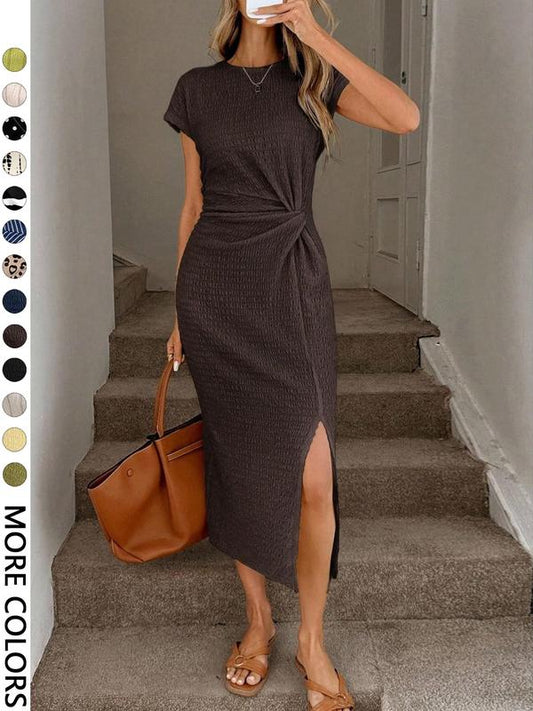 💃2026 Summer Hot Sale 50% OFF!✨Women's Elegant Waist Twist High Slit Sleeveless Midi Dress– Waist-Cinching, Elegant, Flowing Silhouette📍GB