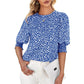 ⏰💥2026 Hot Sale 49% OFF👚Women's Crewneck Smocked Puff Sleeve Floral Print Blouse