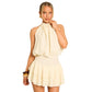 🎉2026 Hot Sale 49% OFF💃🌿Women's Sleeveless Fashion Textured Halter Neck Tiered Short Dress