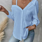 Women's Asymmetric Collar Drop Shoulder Loose Casual Shirt