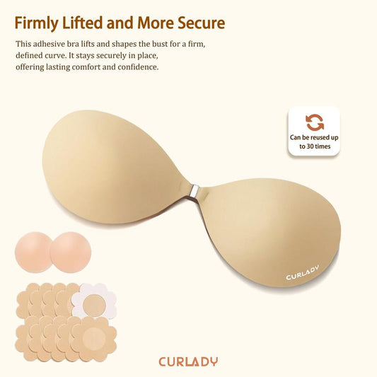 🏆 LAST DAY BUY 1 GET 1 FREE!!✨Magic Thickening Sticky Bra with Breast Pad Accessories - Patent-styled sticky bra padding, specially designed for summer wear