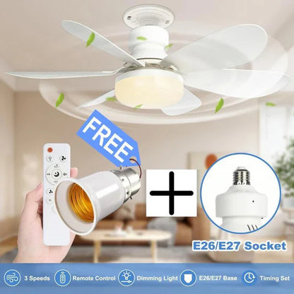 ⏳LAST DAY SALE ONLY £15.99!!❄️❄️40W LED Ceiling Fan Light 20.5in with Remote Control - E27 & B22 Adapter | Quiet Fan Light for Bedroom, Kitchen, Garage😴