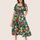⏰🌈Summer Hot Sale 70% OFF💃Floral Smocked Square Neck Midi Dress with Pockets