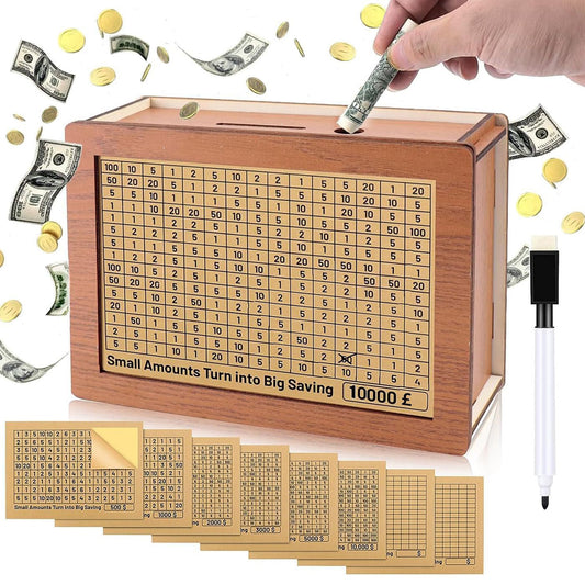 🎁Last Day Sale 70% OFF!!🔥Wooden Lottery Ticket Game Board & Money Box with Counter