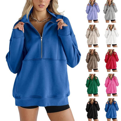 🍂🍁Autumn Sales 49% OFF💖Women's Casual Lapel Half Zip Tops