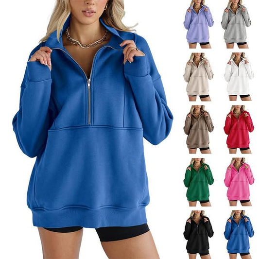 🍂🍁Autumn Sales 49% OFF💖Women's Casual Lapel Half Zip Tops