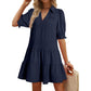 🔥2026 Summer Hot Sale 49% OFF🌈Women’s Lapel Collared V Neck Mid Sleeved Pleated Dress