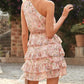 💥Last Day Special Sale 49% OFF💃Women One Shoulder Floral High Waist Flowy A Line Mini Dress