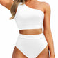 💥Last Day Special Sale 49% OFF🩱One Shoulder High Waisted Bikini Sets Two Piece Swimsuit Tummy Control