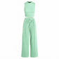🔥2026 Hot Sale 70% OFF👚Women's Sleeveless Cropped Top Elastic Waist Wide Leg Pants 2 Piece Set