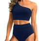💥Last Day Special Sale 49% OFF🩱One Shoulder High Waisted Bikini Sets Two Piece Swimsuit Tummy Control