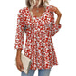 💥2026 Hot Sale 49% OFF👚Women's V Neck Babydoll 3/4 Sleeve Patchwork Print Top