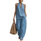 🏖️Summer Hot Sale 50% OFF💃Elegant Women's Halter V-Neck Sleeveless Top & Wide Leg Pants 2 Piece Set