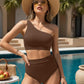 💥Last Day Special Sale 49% OFF🩱One Shoulder High Waisted Bikini Sets Two Piece Swimsuit Tummy Control
