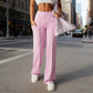💗LAST DAY SPECIAL SALE 50% OFF👖Women's Plain Loose Wide Leg High Waist Sporty Straight Leg Pants with Pockets✨-Comfortable Daily Wear