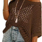 💥This Week's Special Price-49% OFF💥Womens Summer Scoop Neck Short Sleeve Sweater Casual Crochet Hollow Out Knit Top