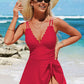💃2026 Hot Sale 60% OFF🌟Womens Deep V Tummy Control Scalloped Modest Tie Knot One Piece Swimdress