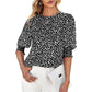 ⏰💥2026 Hot Sale 49% OFF👚Women's Crewneck Smocked Puff Sleeve Floral Print Blouse