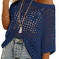 💥This Week's Special Price-49% OFF💥Womens Summer Scoop Neck Short Sleeve Sweater Casual Crochet Hollow Out Knit Top