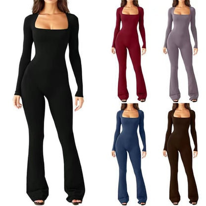 🔥Hot Sale-49% OFF🔥Women's Long Sleeve Square Neck Wide Leg Jumpsuit