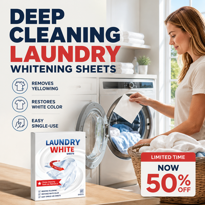 🫧Buy 1 get 1 free(20 Units)💥Deep Cleaning Laundry Whitening Sheets✨Powerful Stain Remover Brightening Fabric Laundry Cleaning Sheets