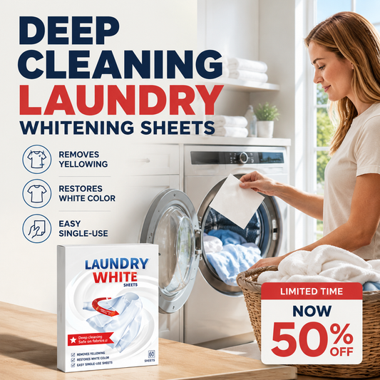 🫧Buy 1 get 1 free(20 Units)💥Deep Cleaning Laundry Whitening Sheets✨Powerful Stain Remover Brightening Fabric Laundry Cleaning Sheets