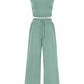 🔥2026 Hot Sale 70% OFF👚Women's Sleeveless Cropped Top Elastic Waist Wide Leg Pants 2 Piece Set