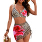 🩱2026 HOIT SALE 50% OFF🌊Women’s High Waisted Tummy Control Mesh Sarong Wraps Bathing Suit Bikini Set