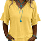 💖LAST DAY SALE ONLY￡11.99!!💖Women's Boho V-Neck T-Shirt with Frayed Edges 🌿 – Loose Fit, Breathable Summer Top in Soft Cotton👚