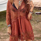 💗LAST DAY SALE 60% OFF⚡50K+ SOLD💕Boho Lace Beach Cover-Up Dress – V-Neck Sheer Swim Cover