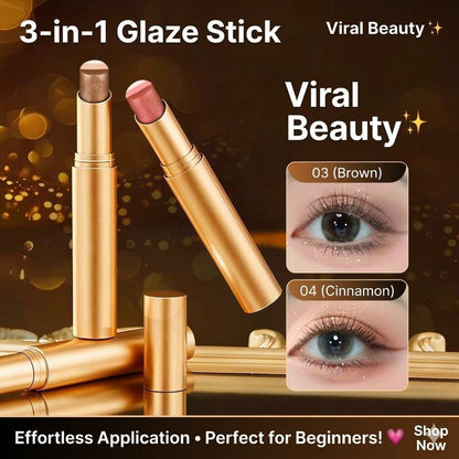 🏆Flash Sale -Buy 1 Get 3 Free!!!⚡50K+ SOLD! Almost Gone-💥3 Color Eyeshadow Stick, Long Lasting & Waterproof & Smudge-Proof & Long Lasting