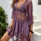 💗LAST DAY SALE 60% OFF⚡50K+ SOLD💕Boho Lace Beach Cover-Up Dress – V-Neck Sheer Swim Cover