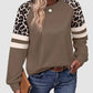 Women's Crewneck Long Sleeve Loose Cut Color Block Sweatshirts, Leopard Casual Tops with Cozy Softness
