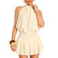 🎉2026 Hot Sale 49% OFF💃🌿Women's Sleeveless Fashion Textured Halter Neck Tiered Short Dress
