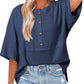 💥Last Day Special Sale 49% OFF👚Women's 3/4 Sleeve Casual Button Down Waffle Knit Tops