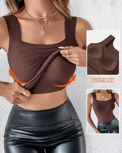 🔥Last Day 49% OFF💖Women’s U-neck Built-in Bra Shaping Tank Top