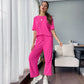 🌸Hot Sale 50% OFF💖Women’s Summer Oversized Wide Leg Crop Pants Two Piece Outfits Set