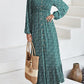 ⏰Summer Hot Sale 70% OFF💃💐Boho Floral Smocked Empire Waist Square Neck Long Sleeve Button Beach Long Maxi Dress