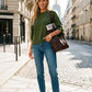 💖2026 Autumn’s Sale 70% OFF✨🍂Women's Three Quarter Length Sleeve Knitwear Crewneck Oversized Sweater Knit Top