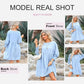 🌷Summer Hot Sale 50% Off💕Round Neck Short Sleeve Smocked Tunic Dress with 3/4 Sleeves