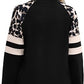 🍂LAST DAY SALE 60% OFF👍✨Women's Crewneck Long Sleeve Loose Cut Color Block Sweatshirts, Leopard Casual Tops with Cozy Softness
