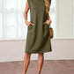 🔥Summer Sale 50% OFF👗Women Round Neck Loose Split Wrinkle-Free Midi Dress with Pockets