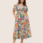 ⏰🌈Summer Hot Sale 70% OFF💃Floral Smocked Square Neck Midi Dress with Pockets