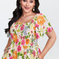 ⏰🌈Summer Hot Sale 70% OFF💃Floral Smocked Square Neck Midi Dress with Pockets