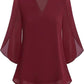🌹LAST DAY SALE 50% OFF🌹Women's Plain Short Sleeve V-Neck Chiffon Blouse