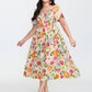 ⏰🌈Summer Hot Sale 70% OFF💃Floral Smocked Square Neck Midi Dress with Pockets